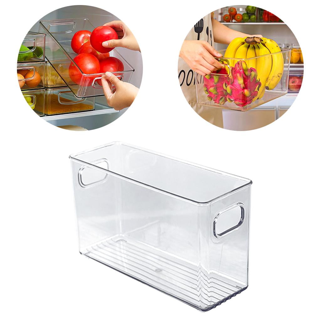 Clear Pantry Organizer Bins Household Storage Basket Made of with Cut Out Handles for Kitchen