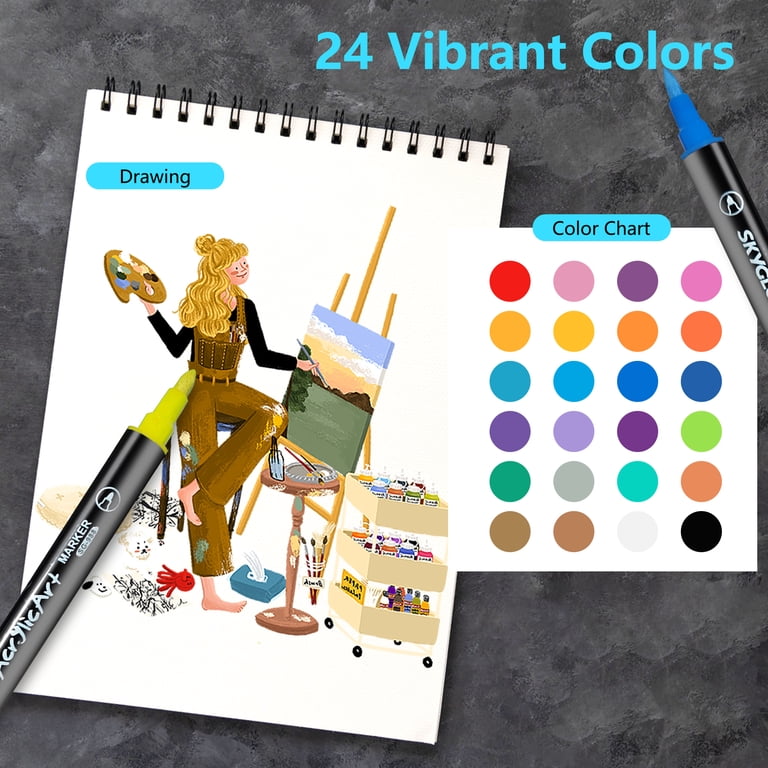 BUSATIA Acrylic Paint Markers, Dual Tip, 24-Color Set photo 4