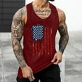 thumbnail image 4 of kpoplk 4th of July American Flag Patriotic Tank Top Shirts Mens Muscle Short Sleeved Graphic Gym Workout Shirt(Wine,XL), 4 of 5