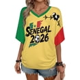 thumbnail image 3 of Soccer Cup 2026 Jersey SENEGAL Soccer for Women with Colombia Flag Color Block and V Neck Short Sleeves Featuring Breathable Fabric for Game Day Parties Black L, 3 of 6