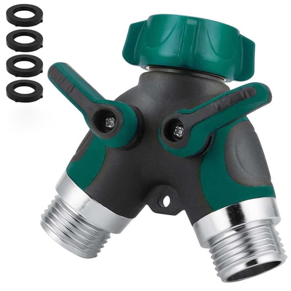 UMEXUS 2 Way Hose Splitter, Garden Heavy Duty Water Splitter, Garden Faucet Splitter, Garden Water Hose Connector Splitter with Shut Off Valve