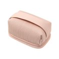 thumbnail image 1 of Bolsa de maquillaje pequeña rosa Bolsa de cosméticos de cuero a rayas de PU, bolsa de maquillaje de viaje portátil, bolsa de cosméticos impermeable con asa, maquillaje lindo, 1 of 5