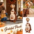 thumbnail image 3 of Fall Porch Goose Outfit with Pumpkin Embroidery, 21 Inch, Brown and Cream, Thanksgiving Decoration, 3 of 5