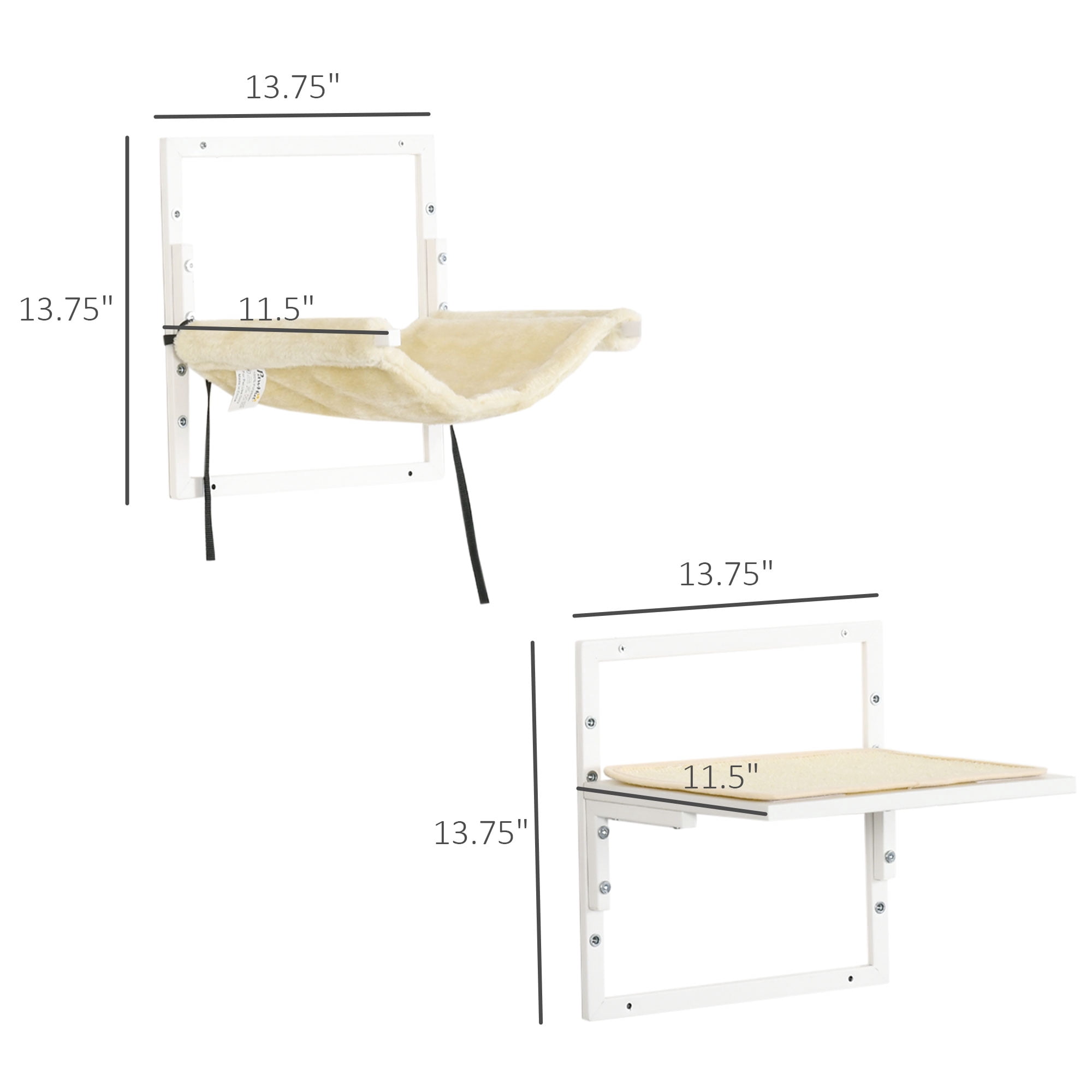 6Pcs Modern Cat Wall Shelves for Indoor Cats, Height Adjustable Jumping Platforms & Cat Hammock, Cat Shelves and Perches for Wall-Mounted Cat Tree, Cat Climbing Shelf Set, Cream