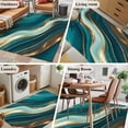 thumbnail image 6 of 2.7x5 Area Rugs, Teal Marble Non-Skid Rubber Backing Large Rectangle Rugs - Living Room Bedroom Home Office, Modern Abstract Gold Fluid Art Indoor Floor Mat Carpets Washable Rug, 6 of 9