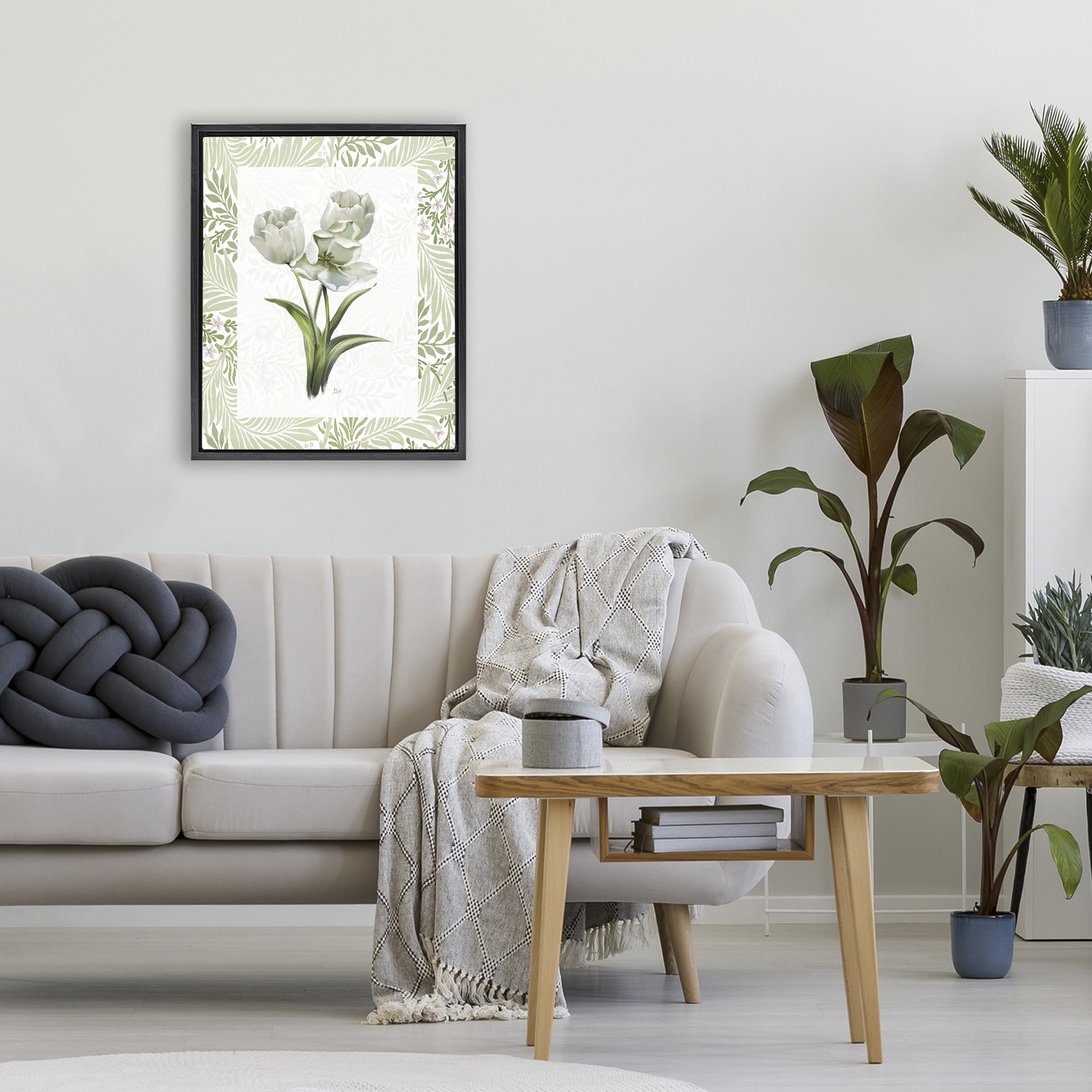 Stupell Industries Fresh Spring Tulip Bouquet Black Framed Floater Canvas Wall Art, design by Nan