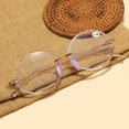 thumbnail image 7 of Pink Ultra-light Anti-blue Light Reading Glasses Glasses Frame for Women Oval Fashion Rimless Readers Eyeglasses Frame TR90, 7 of 7