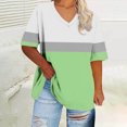 thumbnail image 2 of Staron Summer T-Shirts for Women Plus Size Oversized V-Neck Short Sleeve Casual Loose Basic Solid Top, Green 3XL, 2 of 4