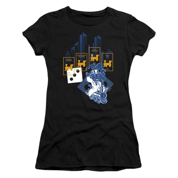 Monopoly The True Railroad Tycoon No Logo S/S Junior Women's T-Shirt Sheer Black