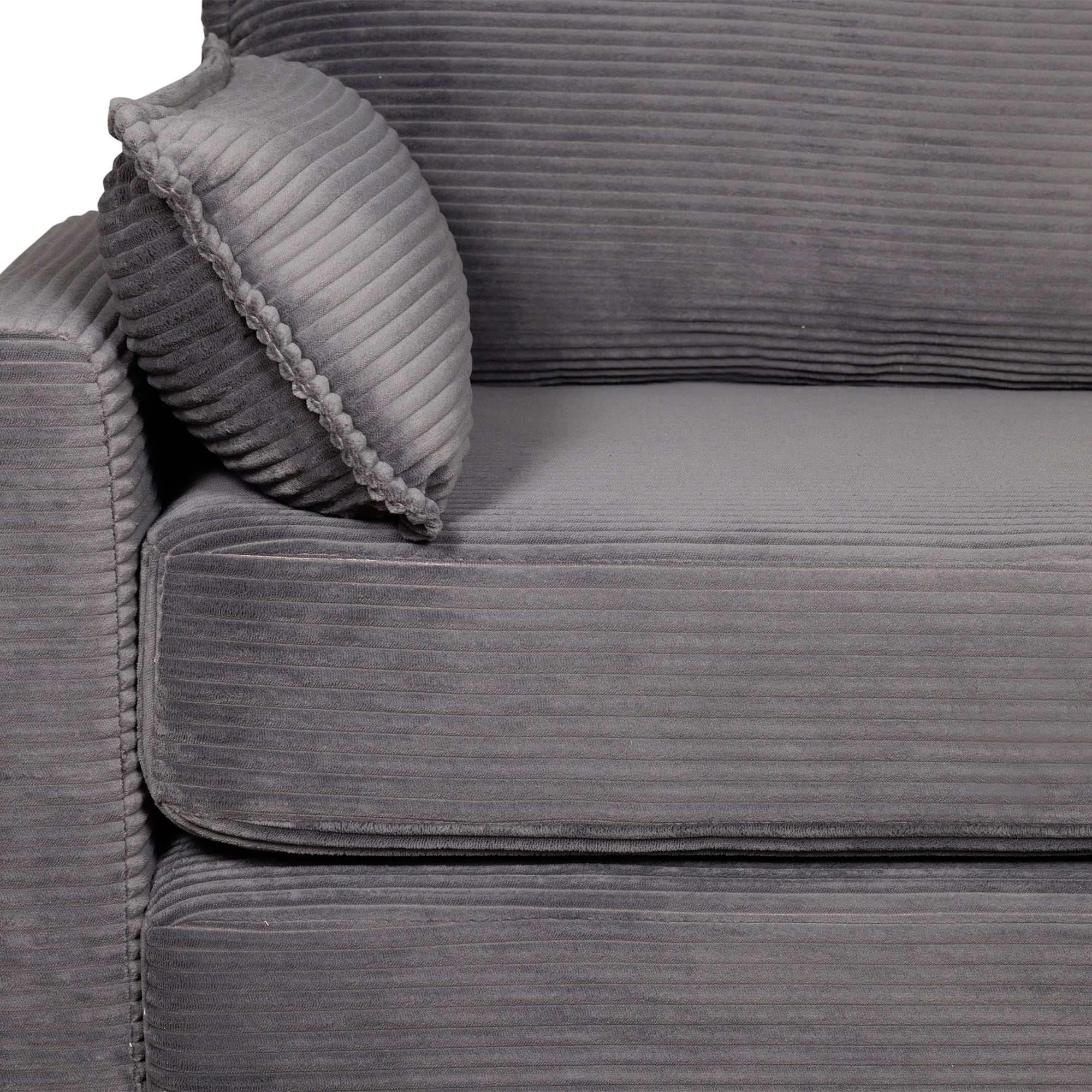 Jopat Convertible Sofa Bed,Corduroy Folding Sofa Bed,Loveseat Sleeper Sofa with Side Storage,Floor Couch for Apartment Living Room Bedroom,Grey