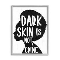 Stupell Industries Dark Skin is No Crime Phrase Female Silhouette Gray Framed by Marcus Prime