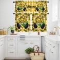 thumbnail image 3 of Yellow Sunflower Kitchen Curtains Valances and Tiers Set of 3 Welcome Gnome Green Bow Pastoral Plaid Tier Curtains and Valance with Rod Pocket for Small Windows, 27.5"x24", 3 of 9