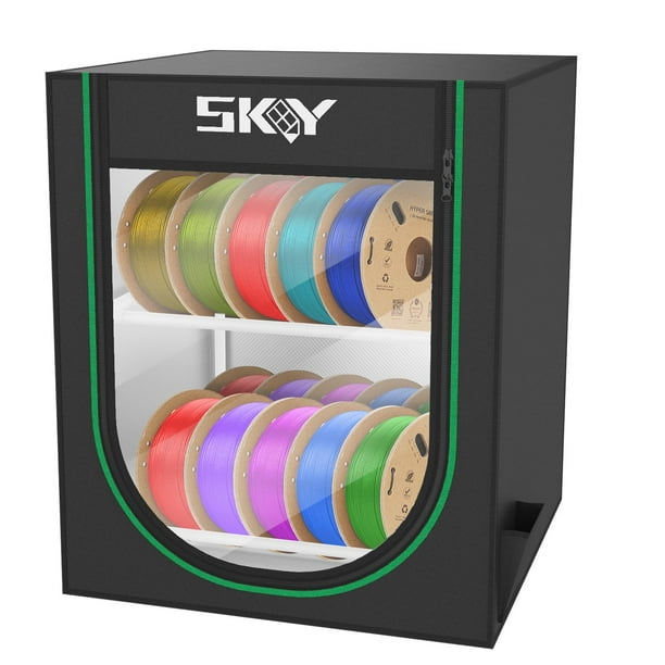 Caja de almacenamiento de filamentos con 2 estantes para impresora 3D, 20 rollos
