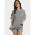 thumbnail image 7 of Women Oversized T-Shirt Loose Fit Workout Tops Short Sleeve Gym Basic Tee Shirt, 7 of 7