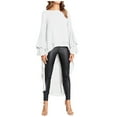 thumbnail image 3 of women's long sleeve pullover chiffon shirt irregular chiffon blouse, 3 of 7