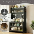 thumbnail image 4 of 64" Kitchen Pantry Storage Cabinet, 5 Tier Metal Storage Cabinet with Wheels, Transparent Flap Door & DIY Hole Board , Kitchen Storage Bakers Rack, for Kitchen, Living Room and Dining Room, Gray, 4 of 8