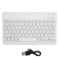 thumbnail image 1 of Teclado inalámbrico Bluetooth de 10 pulgadas con retroiluminación RGB y teclas cuadradas para teléfono y tableta, blanco y ruso., 1 of 14