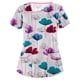 thumbnail image 1 of Puntoco mujeres moda flor estampado manga corta cuello tops uniforme de trabajo blusa camisa Puntoco Puntoco-934, 1 of 3