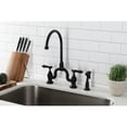thumbnail image 2 of Kingston Brass KS7790BALBS Heirloom Two-Handle 3-Hole Deck Mount Bridge Kitchen Faucet with Brass Side Sprayer in Matte Black, 2 of 7