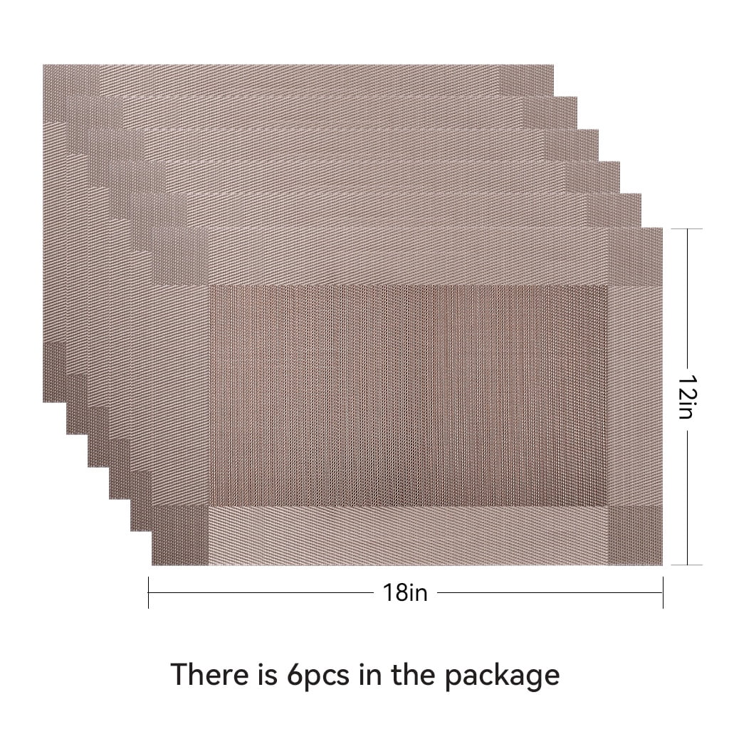 RAY STAR Vinyl Placemats Set of 6, 12''x18'' Vinyl Weave Placemats, Heat Resistant Wipable Place Mat