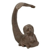 7.25"H Cast Iron Nautical Siren Mermaid With Tail Up Statue Ocean Goddess Decor