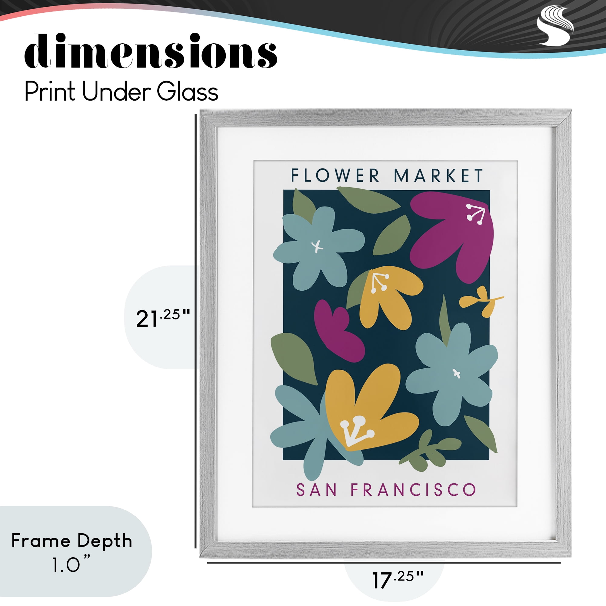 Stupell Industries Whimsical Flower Market Gray Framed Print Under Glass, design by Anna Quach