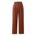 thumbnail image 4 of Arlun,Women's Work Pants Wide Leg Plus Size Dressy Pants High Waisted Straight Leg Solid Color Business Casual Slacks Pants with Pockets Fall Outwear Trousers Brown M, 4 of 6