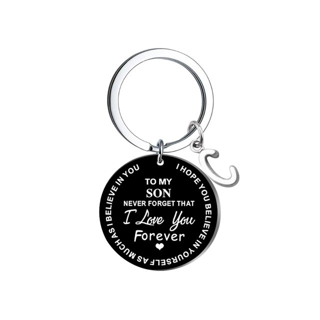 DIY creativo para mi hijo, llavero de 26 letras con apellido de acero inoxidable negro, 2,5 cm Wmkox8yi sjalhkljlk3812