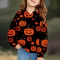 thumbnail image 4 of Mercatoo Girls Halloween Hoodies Kids Ghos𝐭 Pumpkin Graphic Hoodie Long Sleeve Cute Cat Ear 𝐇ooded Sweatshirts Pockets, 4 of 9