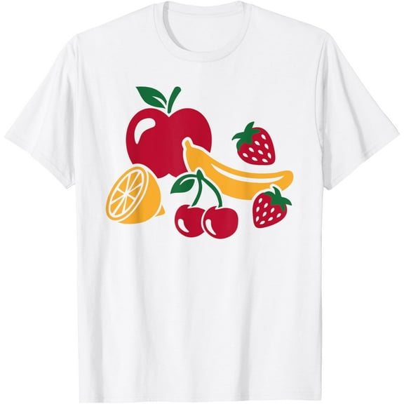 Fruits with apple, banana, cherry and strawberries T-Shirt T-ShirtMen's and women's pure cotton short-sleeved shirts
