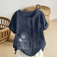 thumbnail image 5 of Womens Short Sleeve Shirts Sunflower Print Tops Round Neck Casual Summer Tops Loose Fit Tunic Blouse Camisetas Para Mujer, 5 of 5