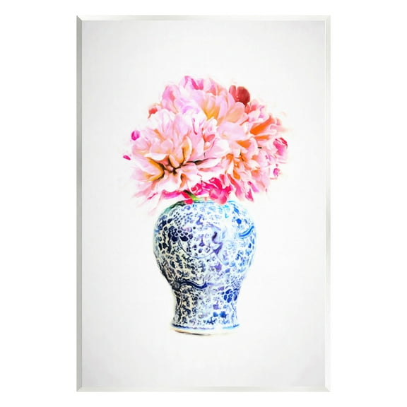 Stupell Industries Dahlia with Oriental Vase Botanical & Floral Painting Unframed Art Print Wall Art, 10 x 15