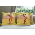 thumbnail image 6 of Ambesonne African Throw Pillow Cover 4 Pack, Girl in the Woodland Trees, 18", Multicolor, 6 of 7
