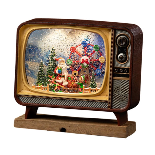 Caja de música navideña, globo de nieve para televisión, decoración navideña, globo de nieve musical navideño para escritorio, regalos de cumpleaños Papá Noel
