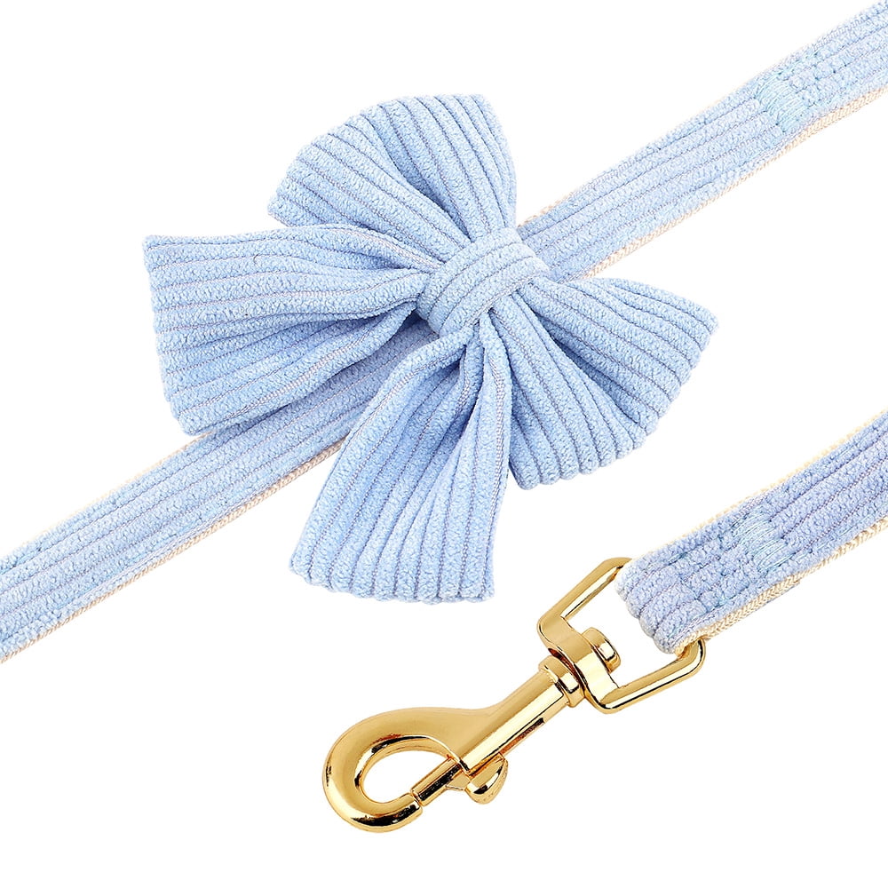 Didog Cute Bowknot Dog Collar and Soft Walking Harness and 5ft Leash set for Extra Small and Small Breeds Shih Tzu Yorkshire