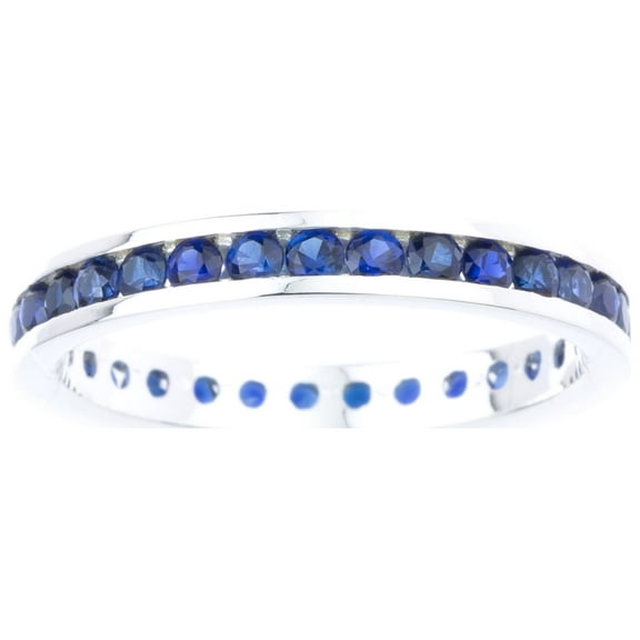 Channel-set Genuine Sapphire September Birthstone ring in Sterling Silver