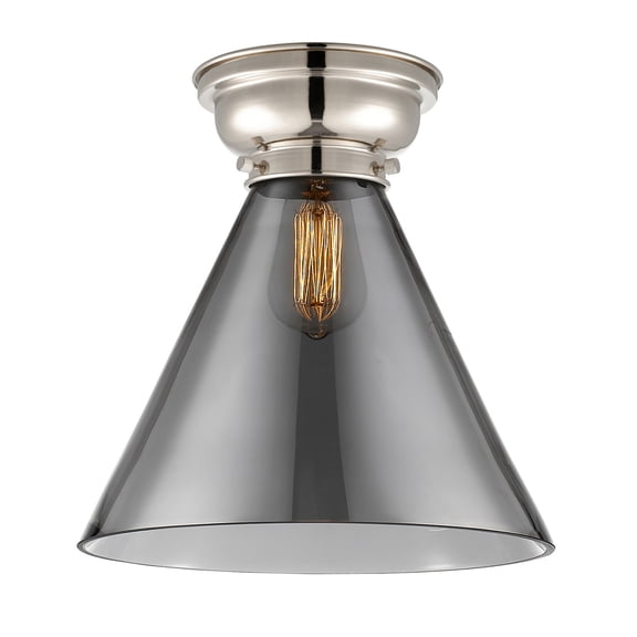 623-1F-PN-G43-L-LED-Innovations Lighting-X-Large Cone-3.5W 1 LED Flush Mount in Industrial Style-12 Inches Wide by 11.4 Inches High   Polished Nickel