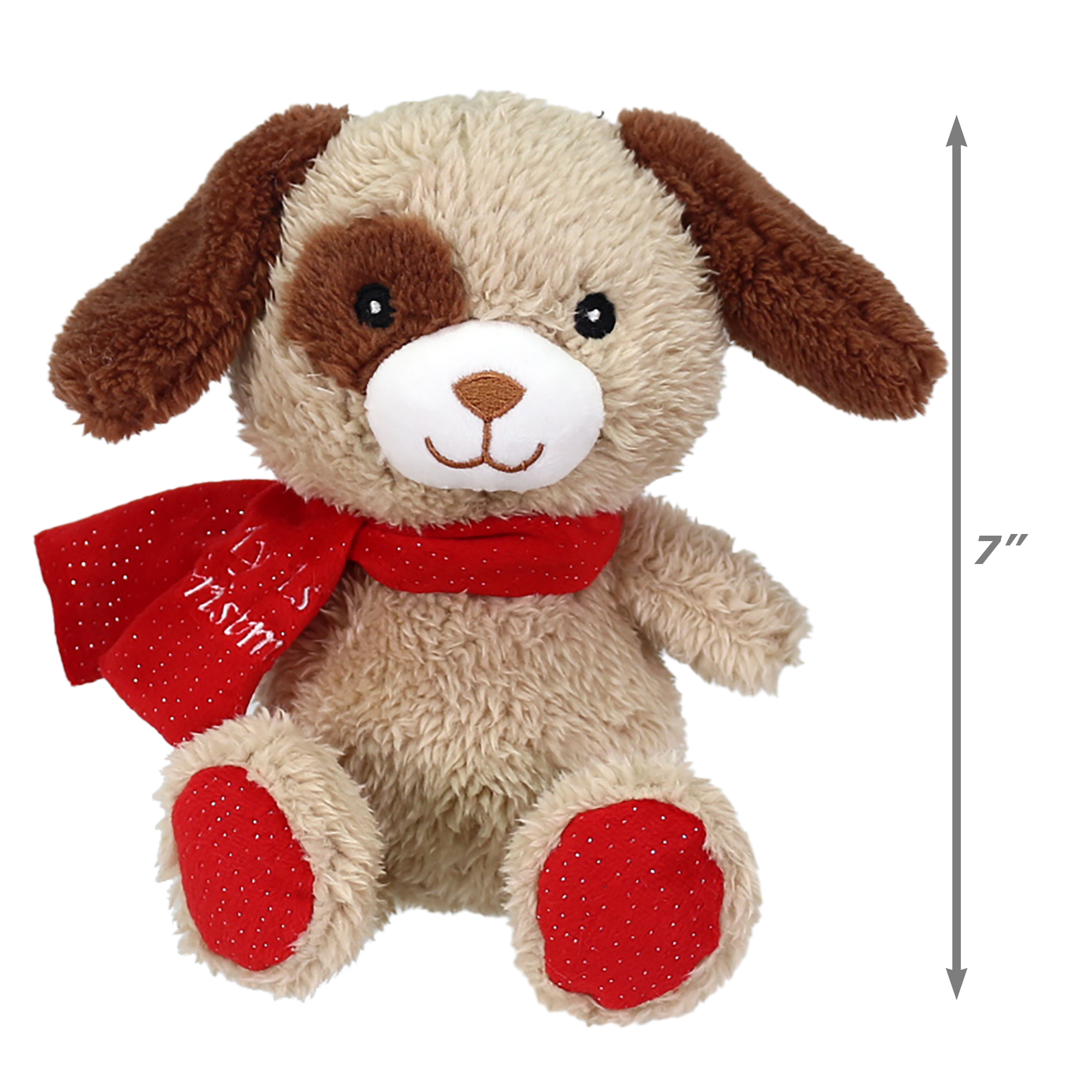 (2 pack) Brown First Christmas Dog Child's Plush Toy, 7 in, by Holiday Time