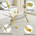 thumbnail image 3 of 9 Piece Dining Table and Chair Set, Tempered Glass Table and 8 Kitchen Chairs with Metal Legs, Accent Side Table and Armless Chair Sets for Living Room, Dining Room, Office,  White and Gold, 3 of 9