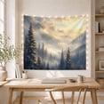 thumbnail image 5 of Winter Mountain Landscape with Sunlit Peaks in Misty Valley, Serene Illustration for Nature Lovers, Scenic Nature Art, Housewarming Gift Tapestry Wall Hanging for Living Room and Bedroom, 5 of 7