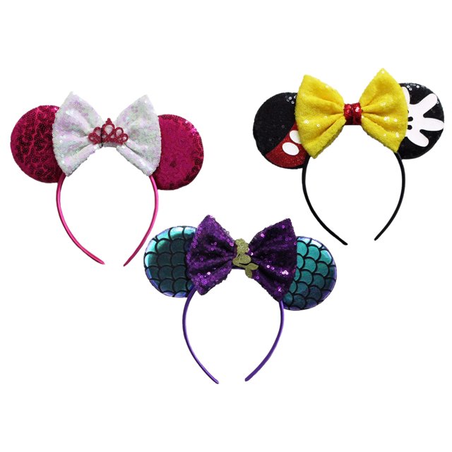 Disney Headbands Bundle Of 3 Mermaid, Princess,Mickey