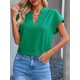 thumbnail image 3 of Top corto Fisoew para mujer, verano, cuello en V, manga corta, verde, 3 of 6