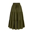 thumbnail image 3 of XIAONU Tiered Midi Skirt For Women Elastic Waist Drawstring Casual Flowy A Line Skirt, 3 of 5