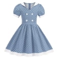 thumbnail image 2 of Gubotare Girls Holiday Dress Square Neck Polka Dot Dress Fitted Waist Summer Casual A-Line Dresses 5T 6T (Light Blue,5-6 Years), 2 of 6