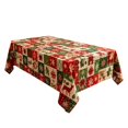 thumbnail image 3 of Christmas Tablecloth, Red Green Plaid Fabric Tablecloth with Snowflake & Reindeer Print, Waterproof & Oil-Proof Rectangular Dining Table Cover for Christmas Party Decorations,, 3 of 7