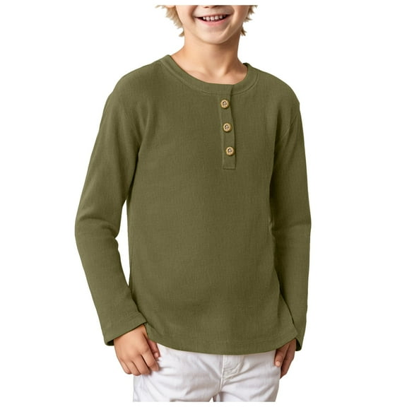 Fall Out Boy Shirt Boys Fall Shirts Toddler Boys Long Sleeve Thermal Henley Top 3-4 Years Green