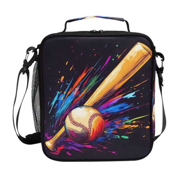 ALAZA Baseball Bat Lunch Box Insulated Lunch Bag Reusable Thermal Cooler Tote School Picnic