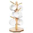 thumbnail image 2 of Asunby Bamboo Mug Holder Tree, Bamboo Mug Tree with Thicker Octagonal Base Coffee Cup Mug Stand for Counter, Countertop Organizer, Mug Rack with 6 Hooks - Beige, 2 of 8