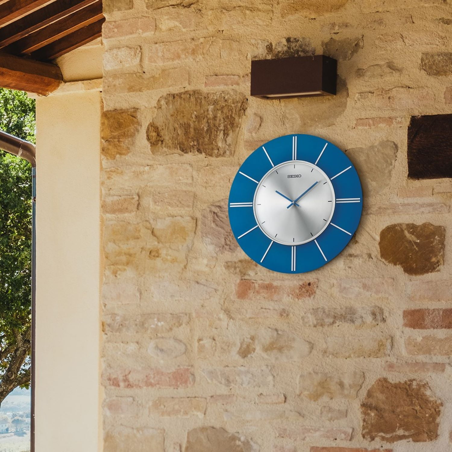 時計 Timedeco Modern Double Clock TD-Pastel blue(WH) Seiko 20 inch Sara Round Wooden Wall Clock Blue Minimalist