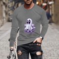 thumbnail image 2 of Raeneomay Long Sleeve Shirts for Men Halloween Printed Top Casual Long Sleeved Round Neck Top/Shirt, 2 of 4